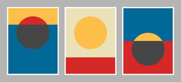 Современный фон баухауза с геометрическими фигурами красного желтого синего черного и белого цвета