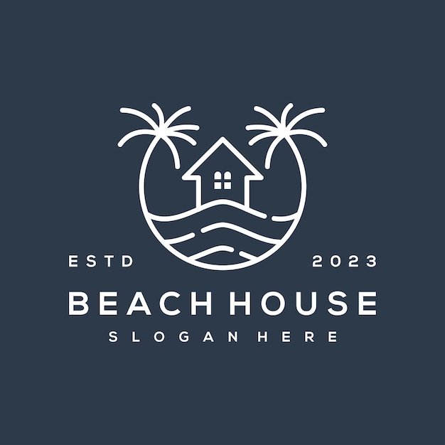 modern beach and house symbol logo design