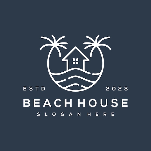 Vector modern beach and house symbol logo design