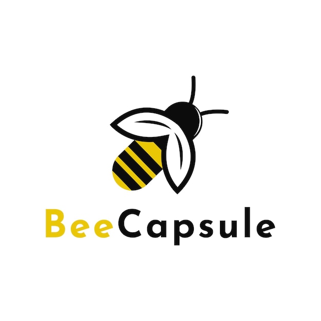 Modern bee capsule logo concept design combination