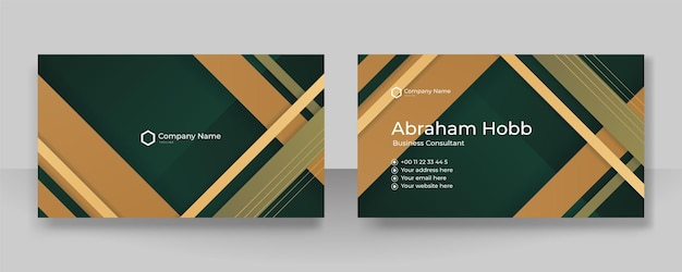 Modern beige brown and green business card design template