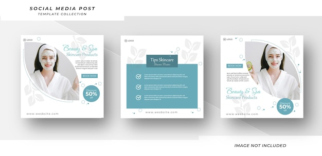 현대 뷰티 및 스파 제품 스킨 케어 소셜 미디어 게시물