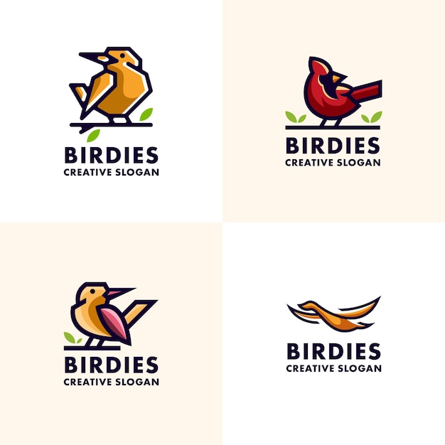 Modern bird set collectie logo sjabloon