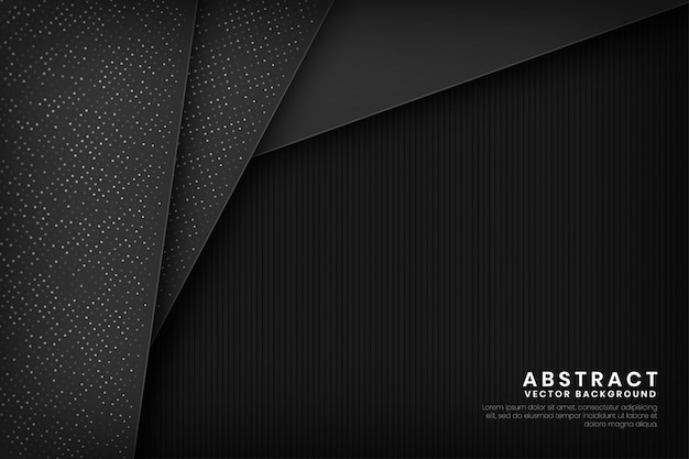 Modern black abstract background  overlap layer on dark space with silver glitters.