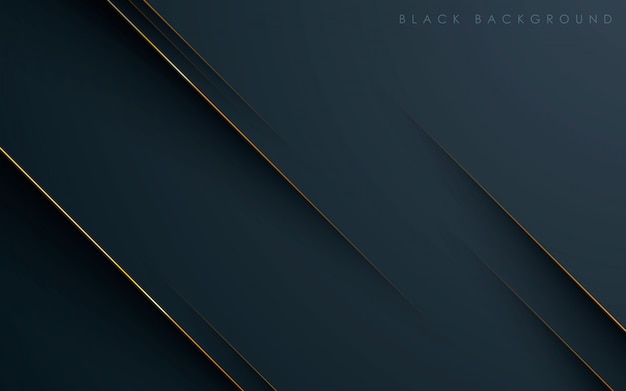 Vector modern black abstract background with gold line