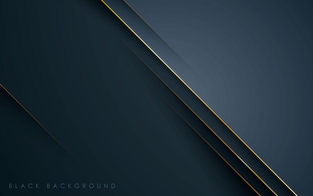 Modern black abstract background with gold line