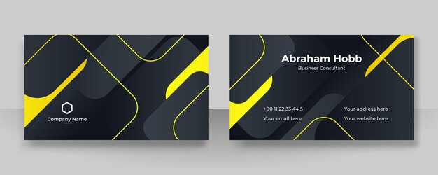 Вектор Современная черно-оранжево-желтая визитка с профессиональным корпоративным и минималистским шаблоном дизайна