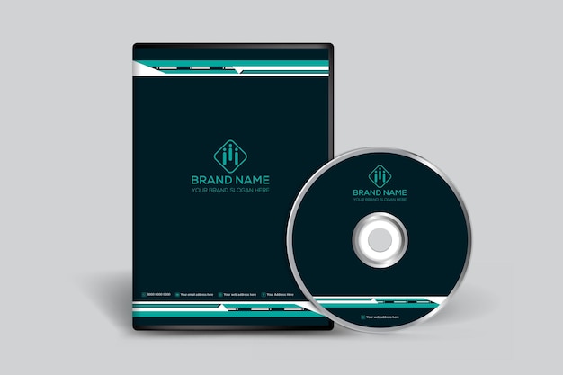 Modern black and blue color DVD cover template