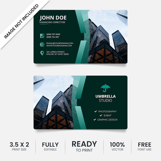 Modern black business card template with photo