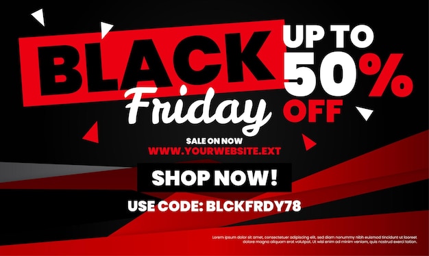 Modern black friday sale event with red and black shape banner design