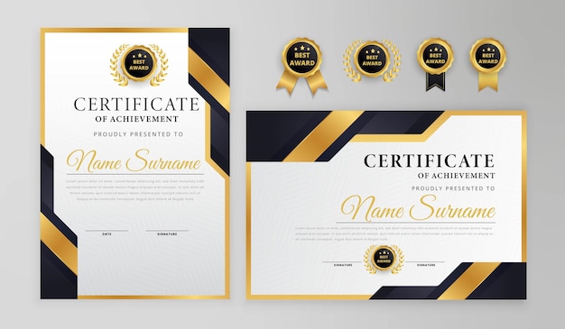 Modern black and gold certificate