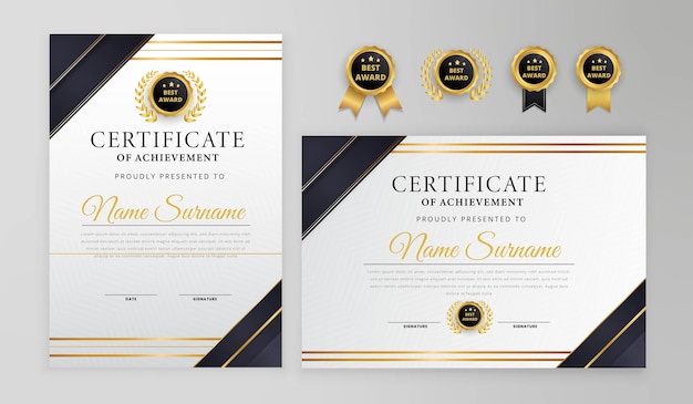 Modern black and gold certificate