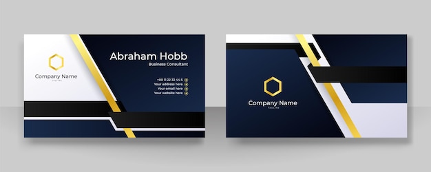 Modern black gold and white business card design template