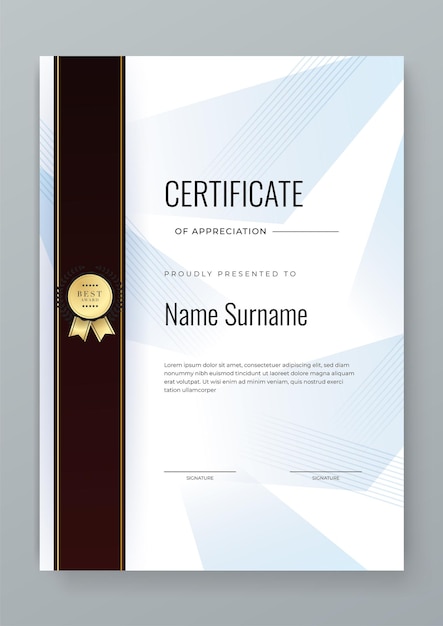 Modern black gold and white certificate of achievement template with place for your content white black and gold design