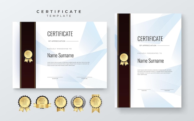 Modern black gold and white certificate of achievement template with place for your content white black and gold design
