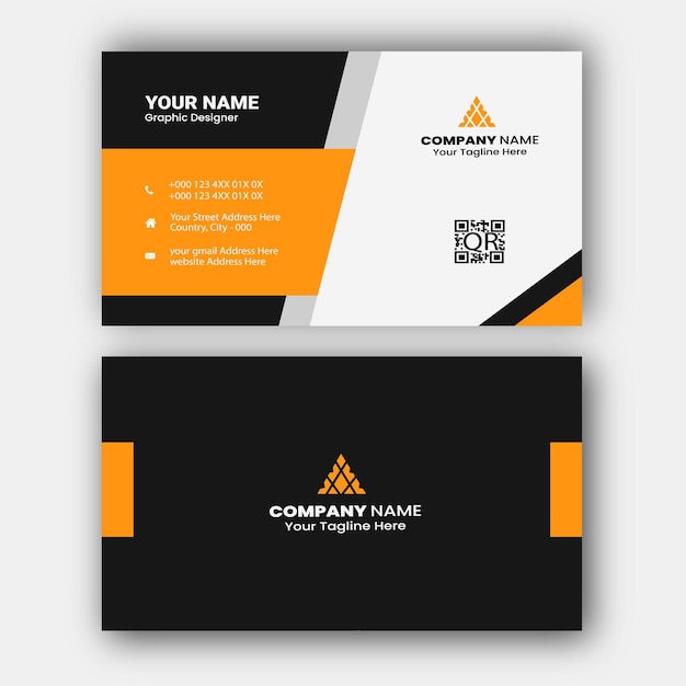 Modern black orange shape visit card