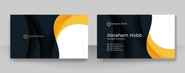 Vector modern black and orange yellow business card with professional corporate and minimalist design template