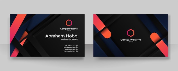 Modern black pink and white business card design template