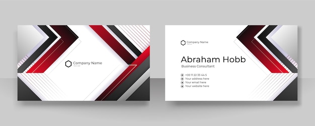 Modern black and red business card design template