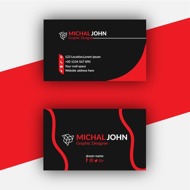 Modern black and Red business card design