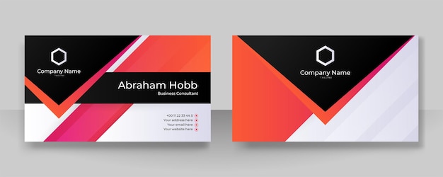 Vector modern black and red orange business card design template