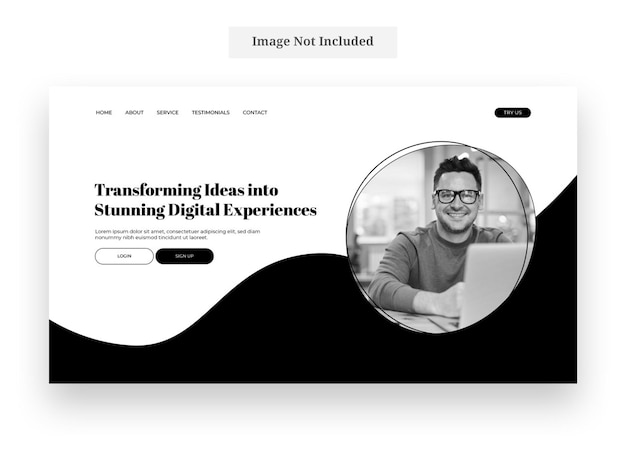 modern black amp white portfolio landing or home page ui web page design