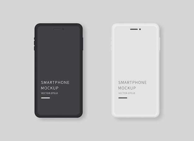 Smartphone moderno in bianco e nero con schermo vuoto smartphone display mockup mockup vettoriale isolato modello di progettazione illustrazione vettoriale realistica