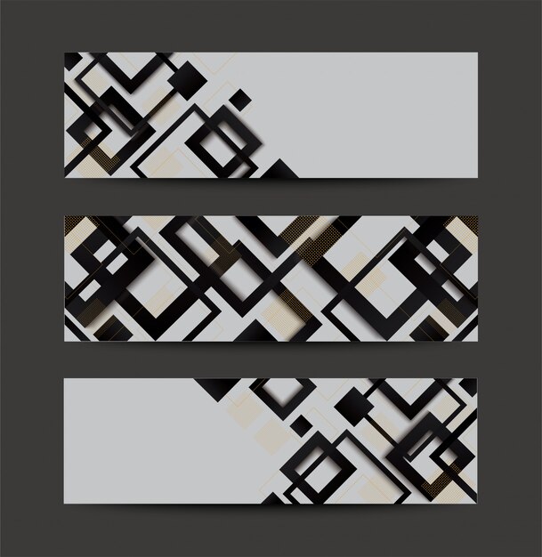 Modern black and white square gradient trendy banner background