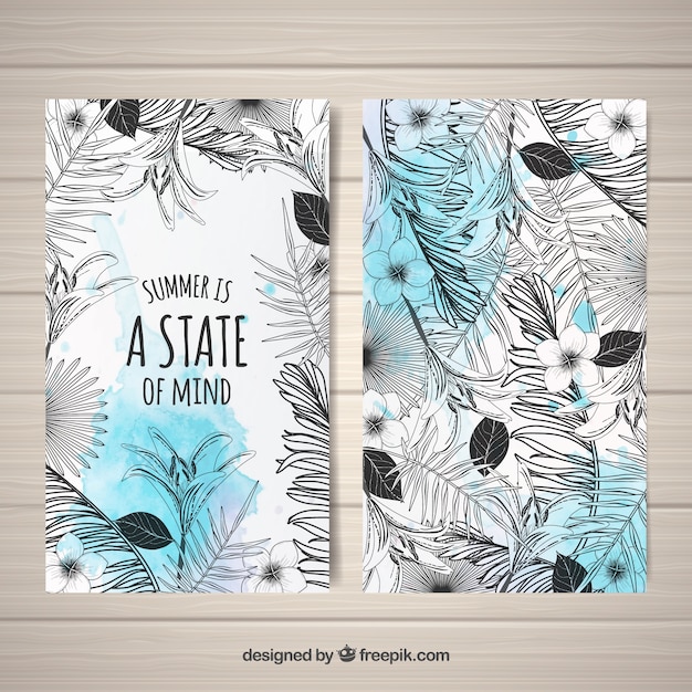 Modern black and white tropical cards