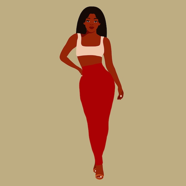 Modern black woman in elegant art style vector