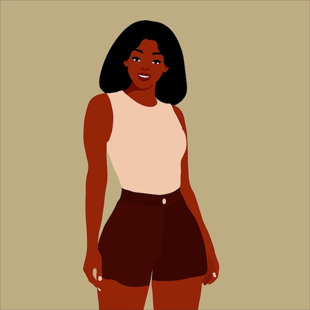 Modern black woman in elegant art style vector