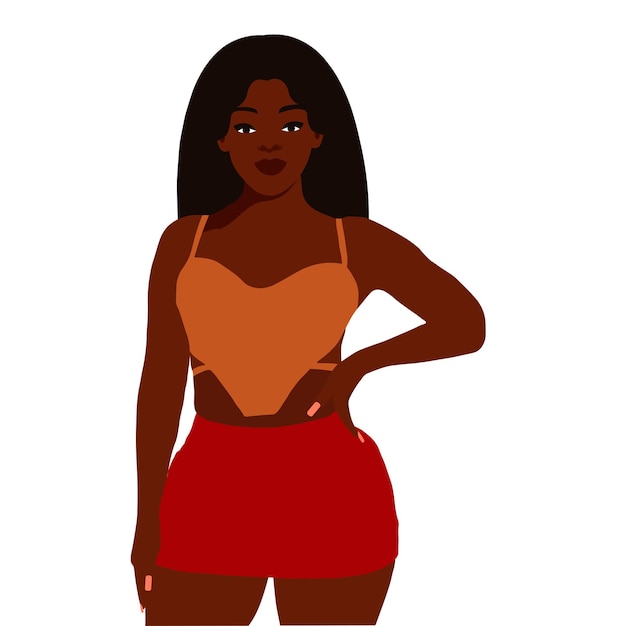 Vector modern black woman in elegant art style vector