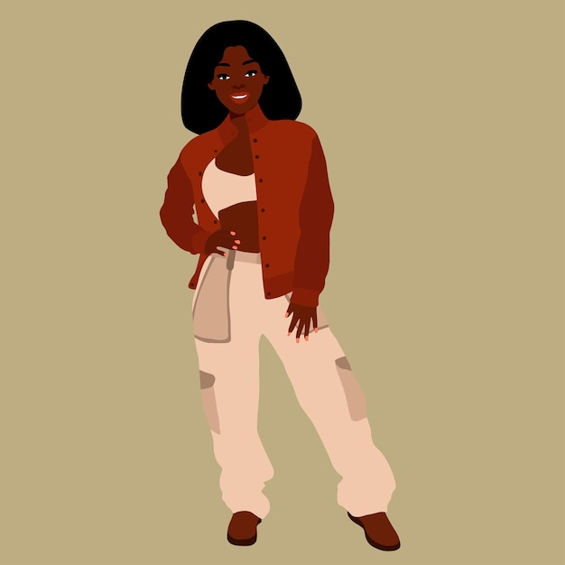 Vector modern black woman in elegant art style vector
