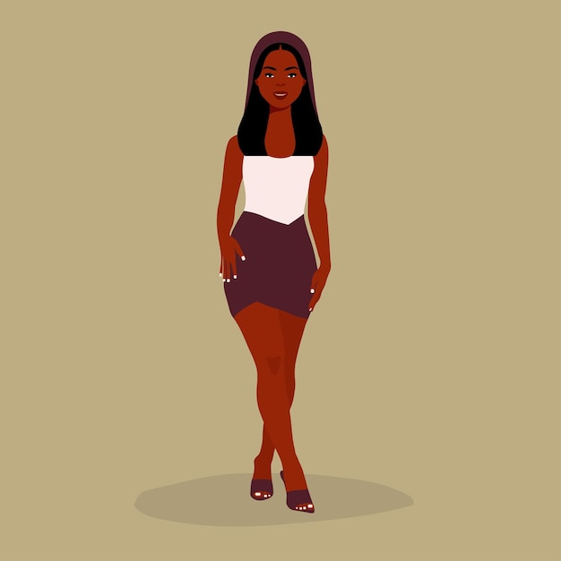 Modern black woman in elegant art style vector