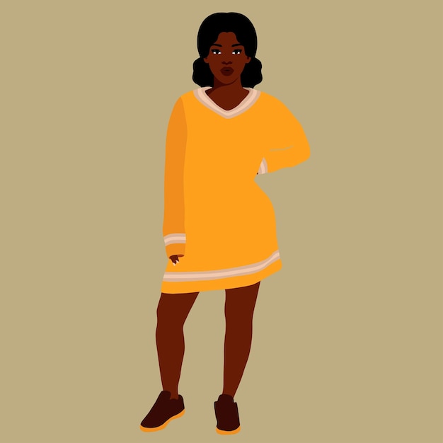 우아한 아트 스타일의 터로 현대적인 흑인 여성