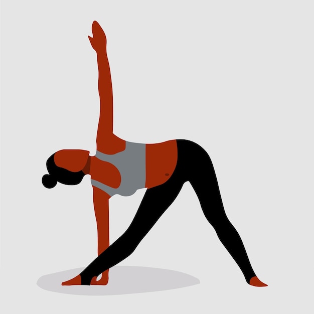 Modern black woman practicing yoga in elegant line art style vector abstract