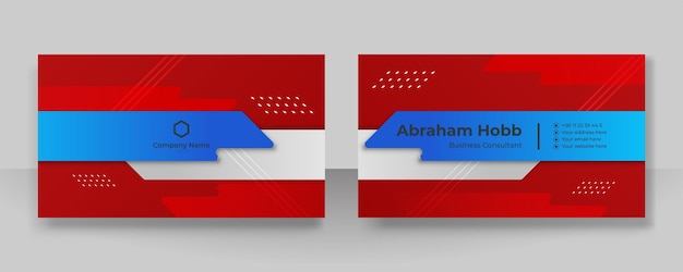 Modern blauw rood en wit visitekaartje ontwerpsjabloon
