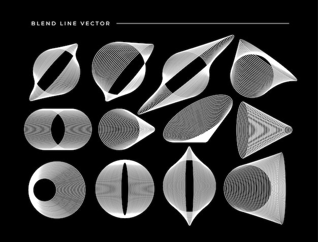 Modern blend line circle icon logo design set