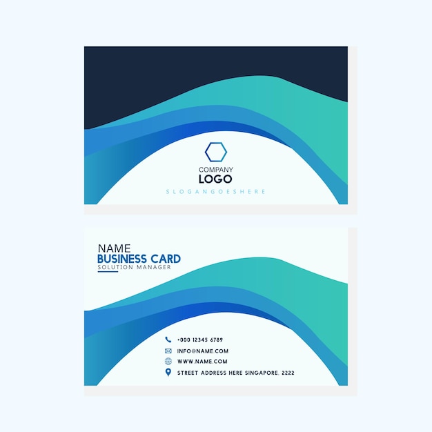 Modern Bleu and Dark blue business card