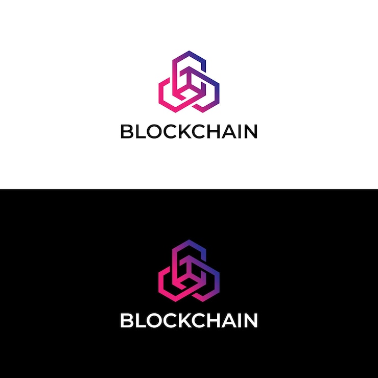 Vector 현대 블록체인 기술 로고 디자인