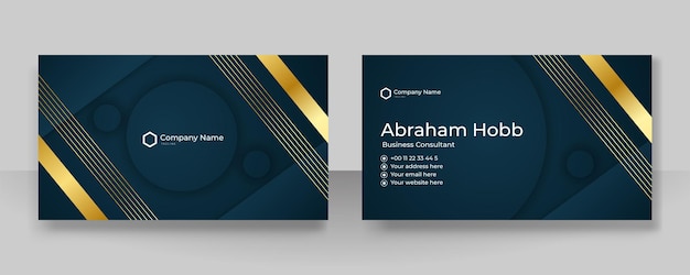 Современный синий и золотой шаблон дизайна визитной карточки
