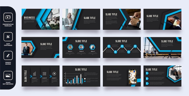 Vector modern blue arrow business slide presentation template