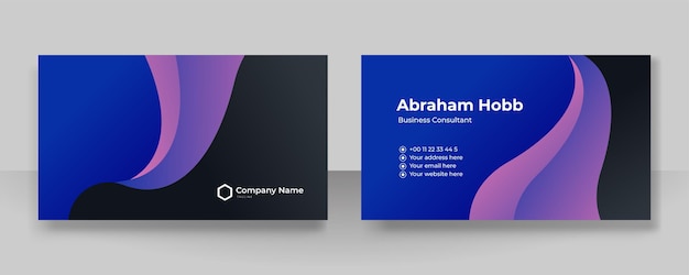 Modern blue black pink purple and white business card design template