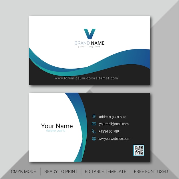 Modern blue business card template design