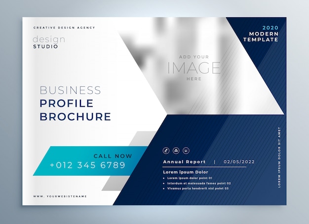 Vector modern blue geometric brochure presentation template