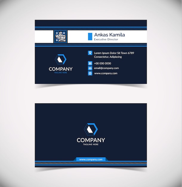 Modern Blue Geometric Business Card Template