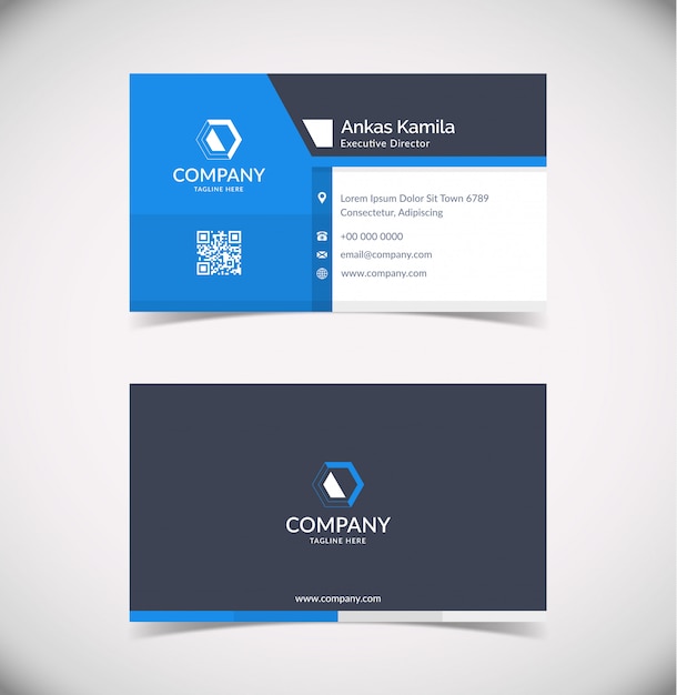 Modern blue geometric business card template