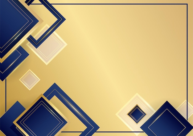 Modern blue and gold abstract background. dark navy blue and gold curve shapes on background with lines. luxury and elegant. abstract template design. design for presentation, banner, cover.