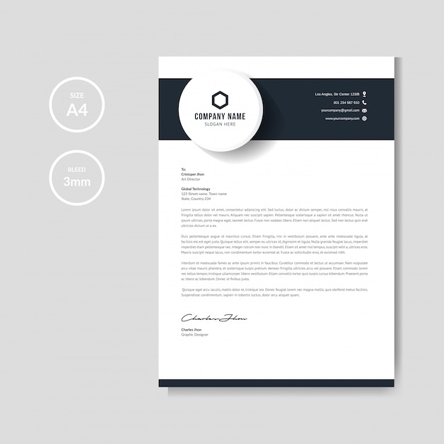 Vector modern blue letterhead