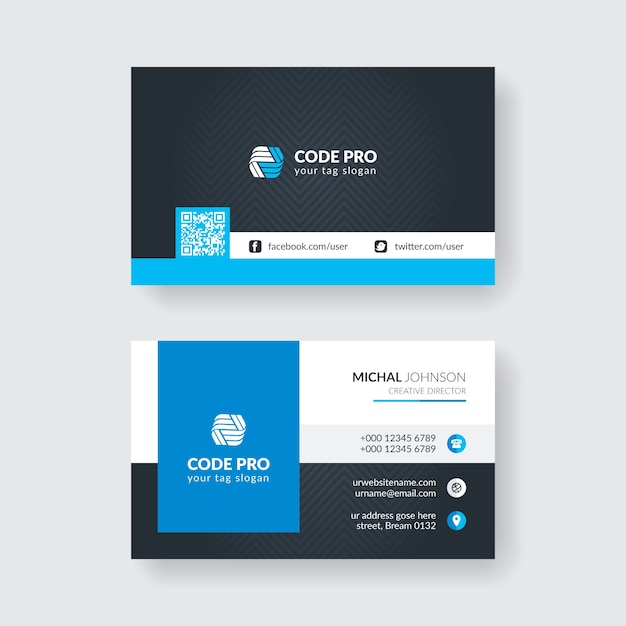 Modern blue professional business card template